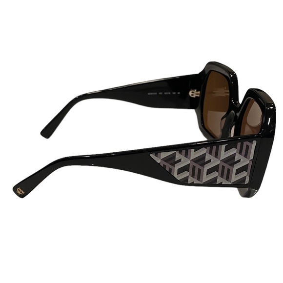 MCM Geometric Sunglasses 709S 002-Gradient-Black/White Leather Inserts - Picture 6 of 15